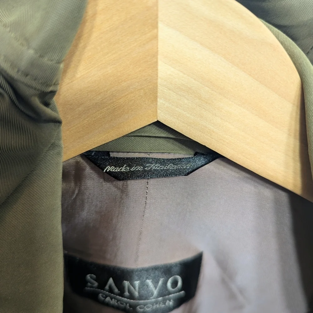 Carole Cohen Tokyo Olive Trench Coat | Japanese Minimalist Quiet Luxury M Sanyo - Picture 5 of 10